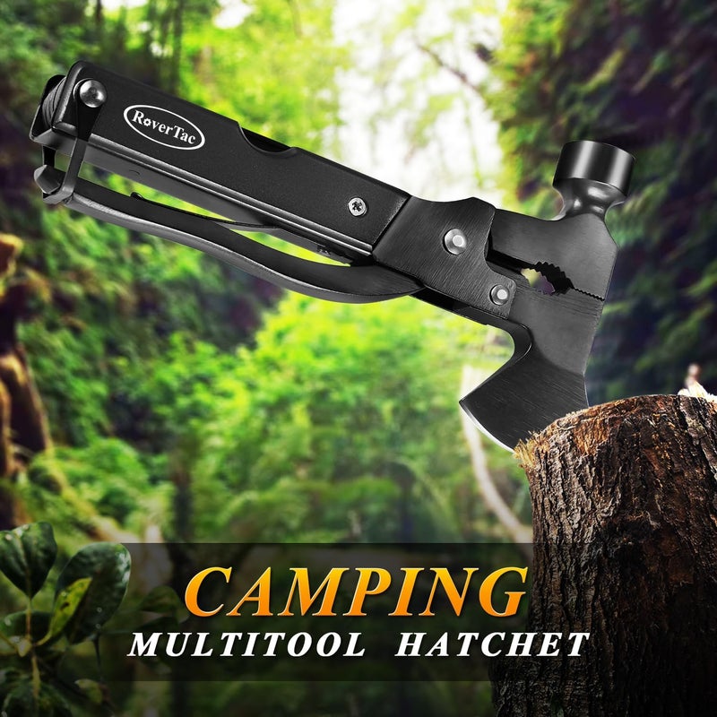 RoverTac 14-in-1 Multitool Camping Axe – Multi Tool with Knife, Hammer, Saw, Screwdrivers, Bottle Opener – Camping Tool with Sheath – Tool Gifts for Men, Dad, Husband, and Outdoor Enthusiasts. - Image 4